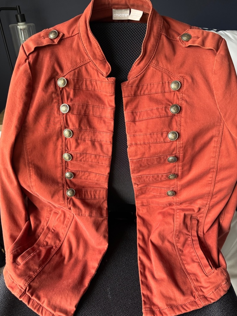Chico's Burnt Orange Military-Style Button Front Jacket
